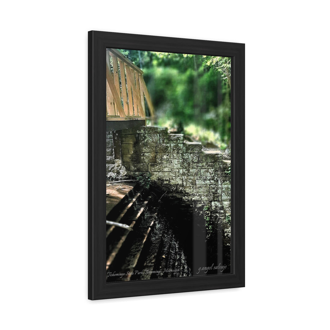 Footbridge Over Cascading Water Framed Posters