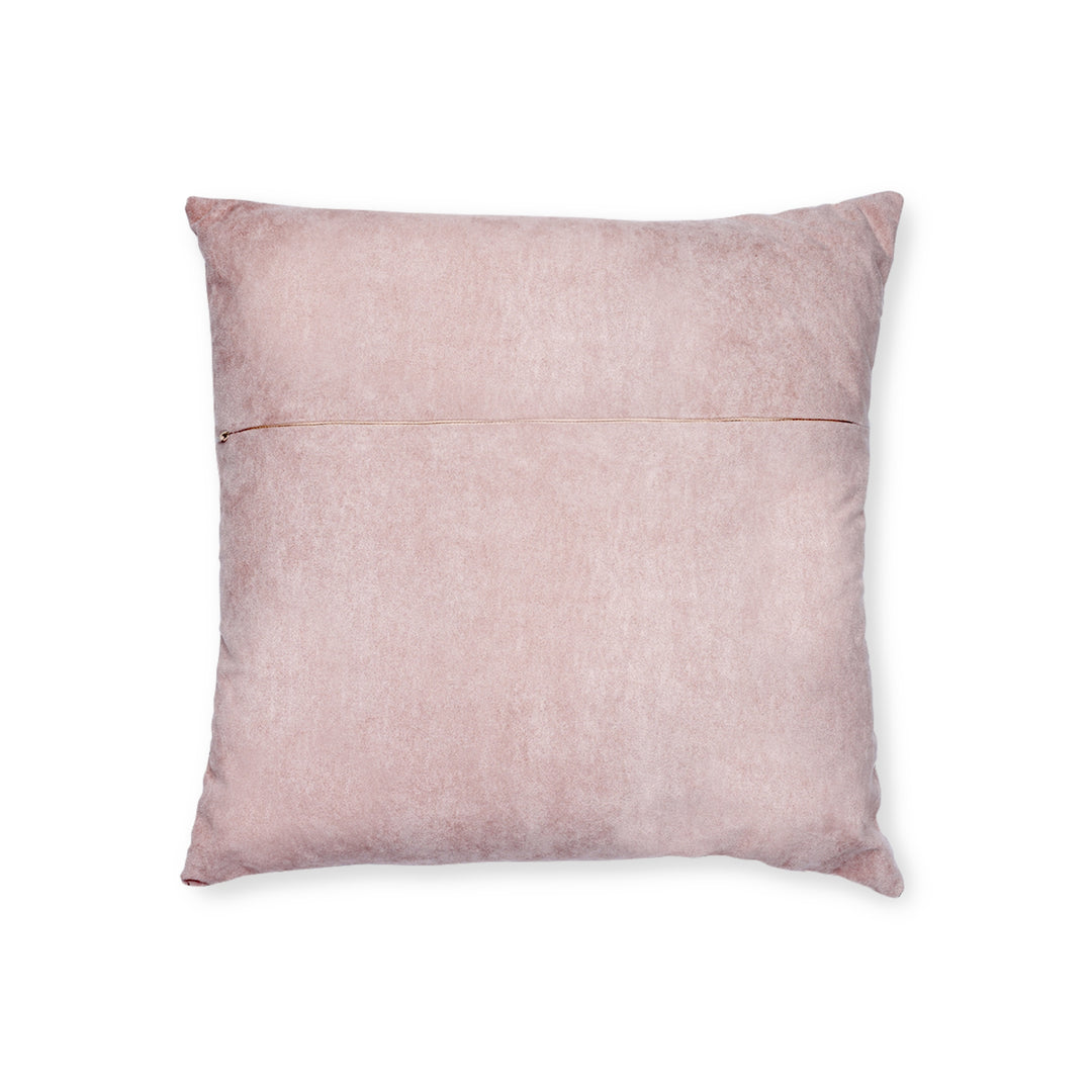 Yellow  Flowers, on navy Square Pillow - Pink Back