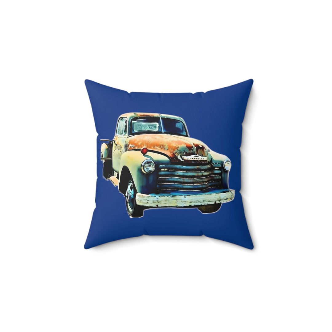 1953 Antique Truck Blue Faux Suede Square Pillow