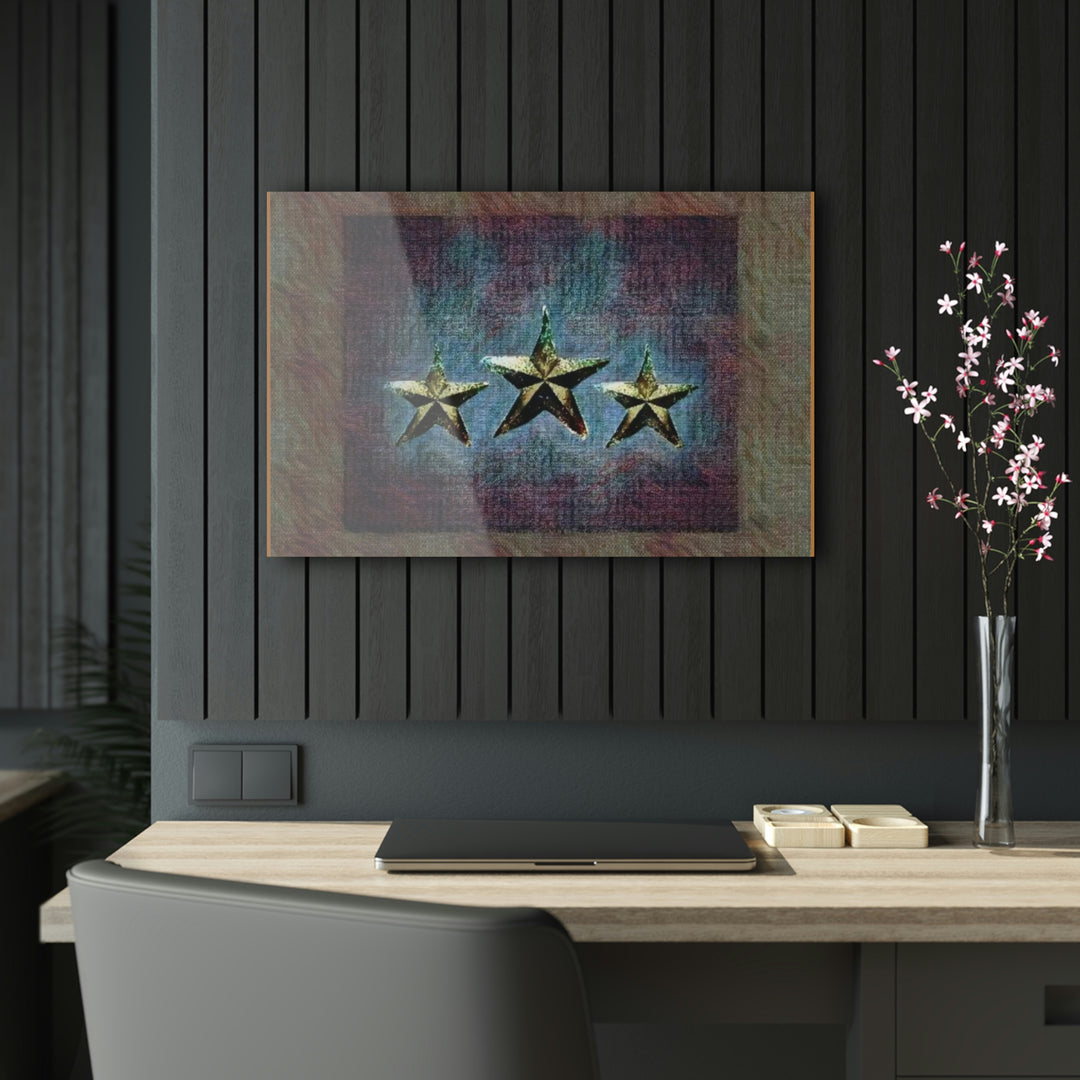 Rustic Triple Star with Plum Acrylic Prints