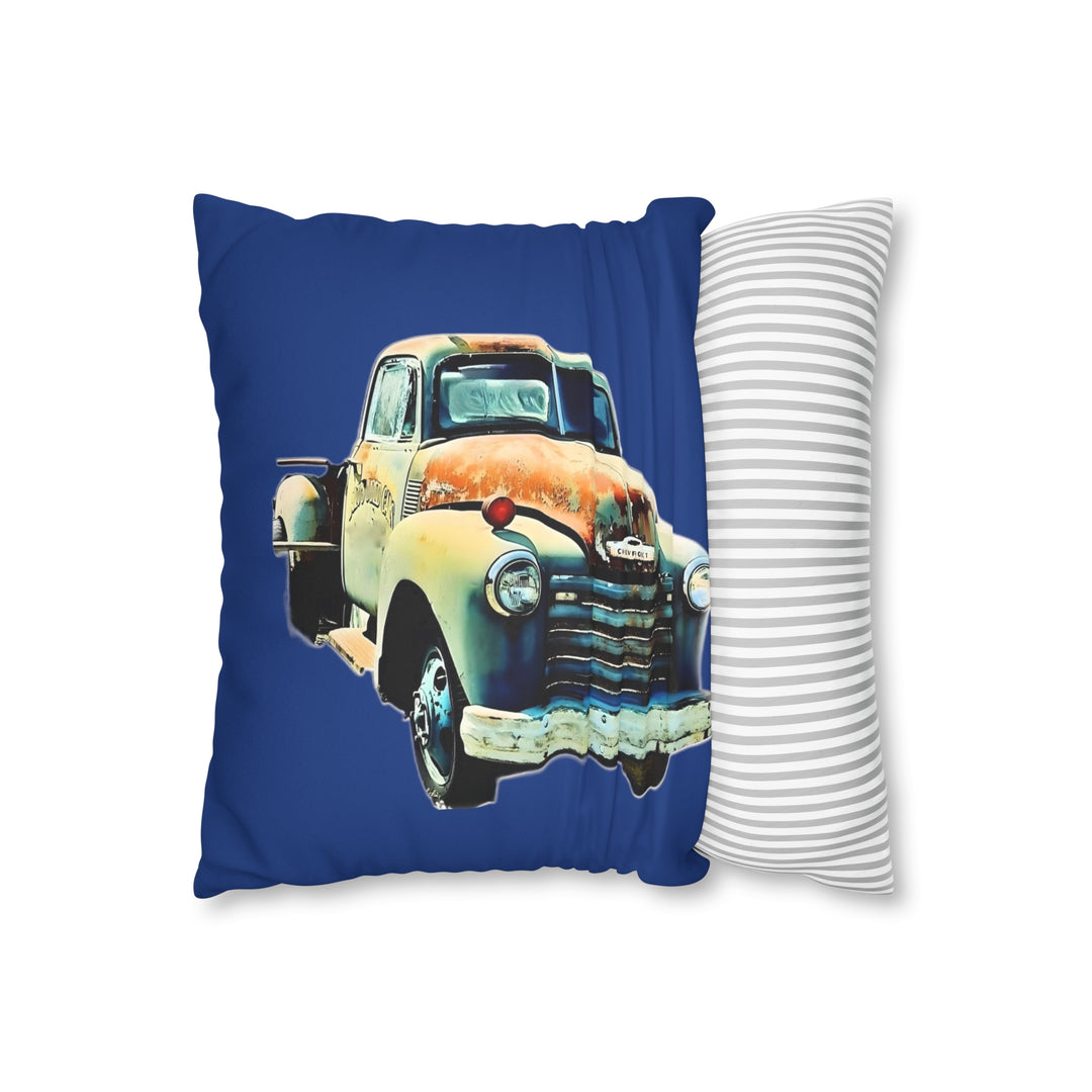 1953 Antique Truck , Blue Faux Suede Square Pillow Case