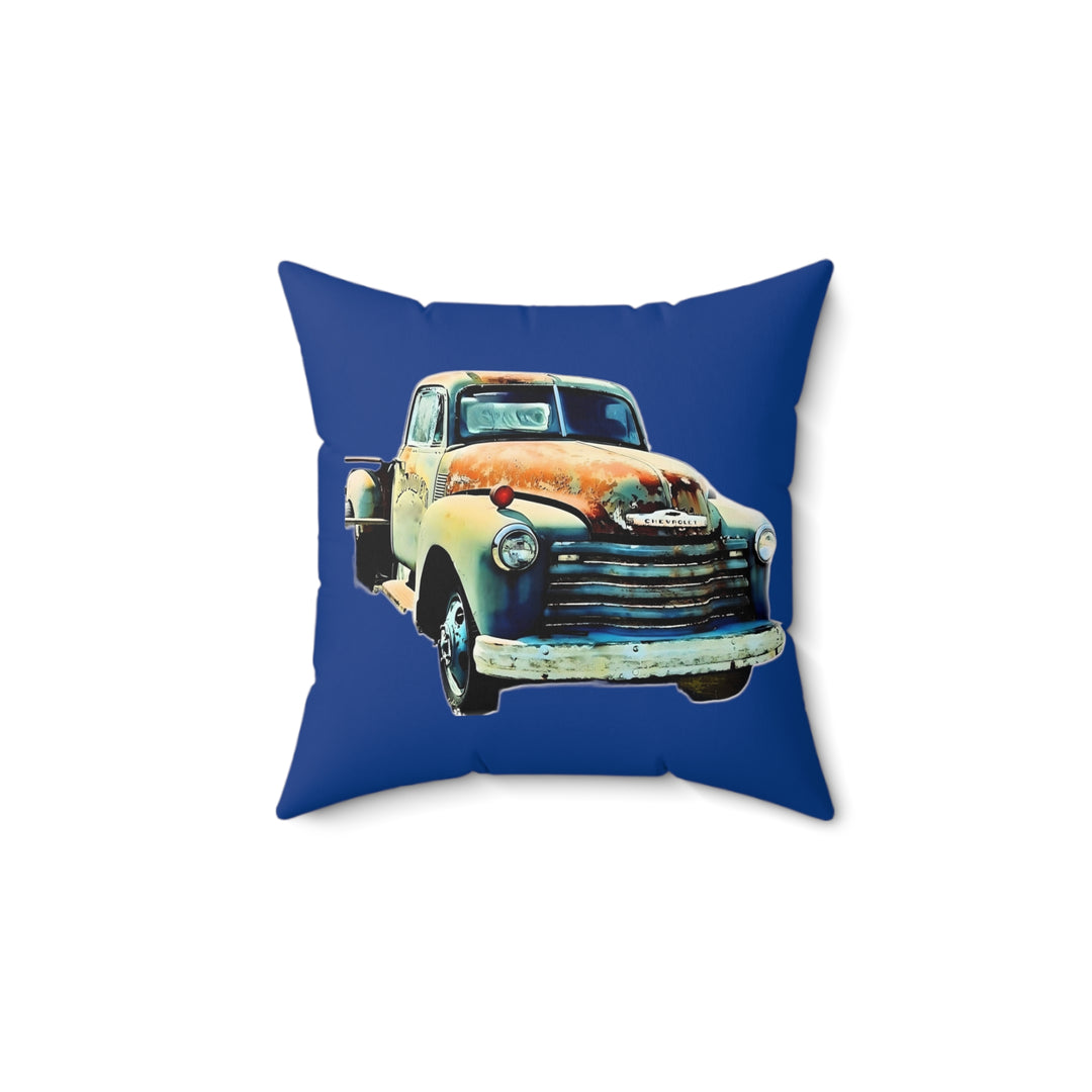 1953 Antique Truck Blue Faux Suede Square Pillow