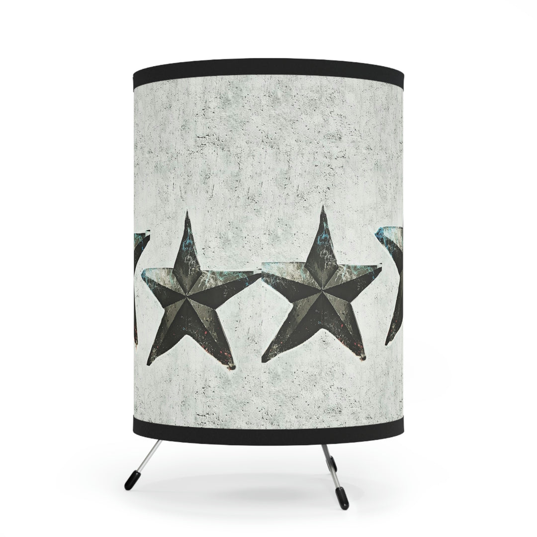 Triple Star on Light Grey Tripod Lamp with High-Res Printed Shade, US\CA plug