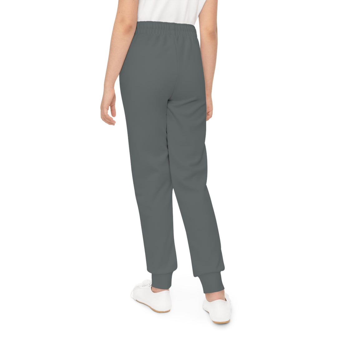 Dark Grey, White Letters Sassy Pants Youth Joggers (AOP)
