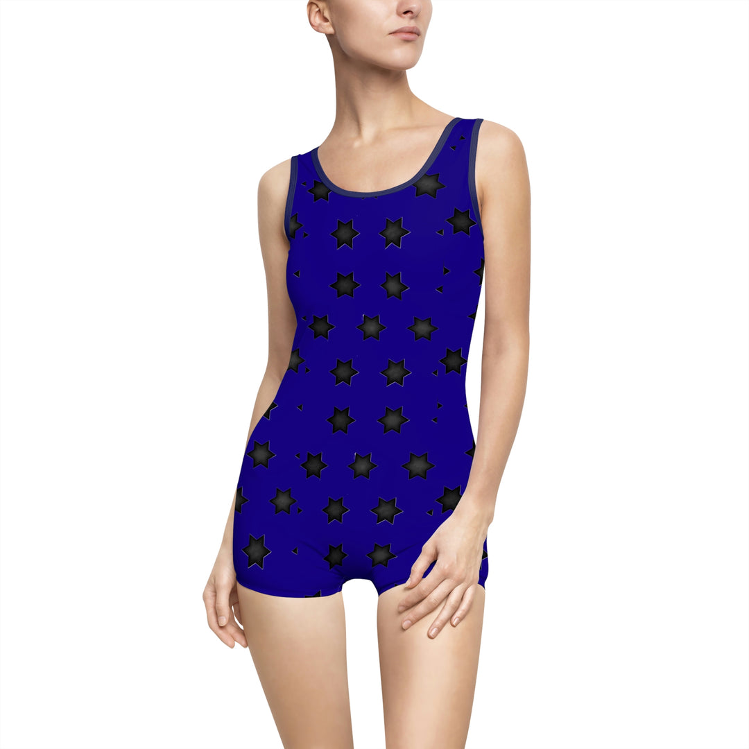 Black stars Women's Vintage Swimsuit (AOP)