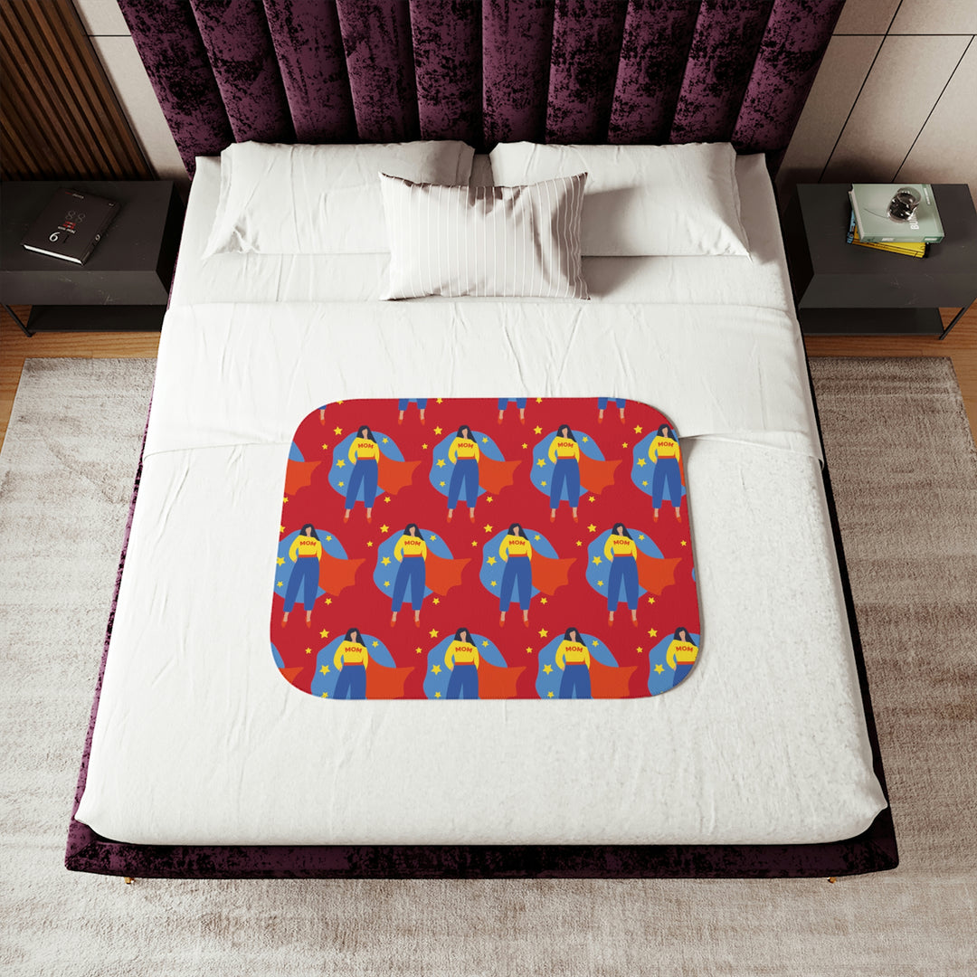 Super Hero Mom, landscape Sherpa Blanket, Two Colors