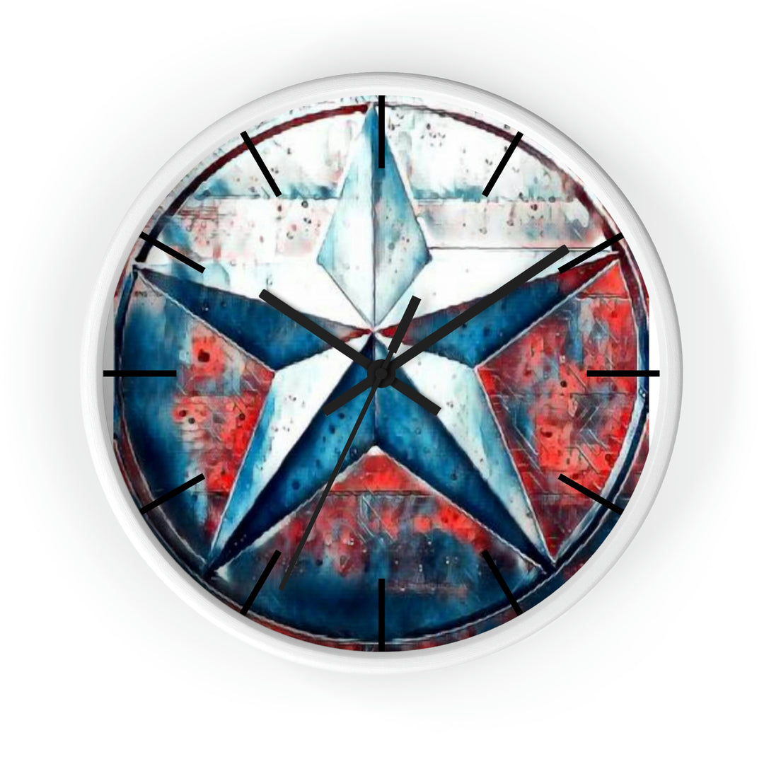 Texas star Red, White & Blue Splash Wall Clock