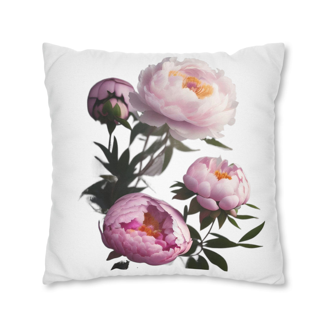 Peony Bouquet Spun Polyester Square Pillow Case