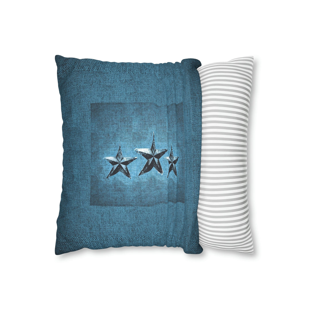 Triple Star in Turquoise Faux Suede Square Pillow Case
