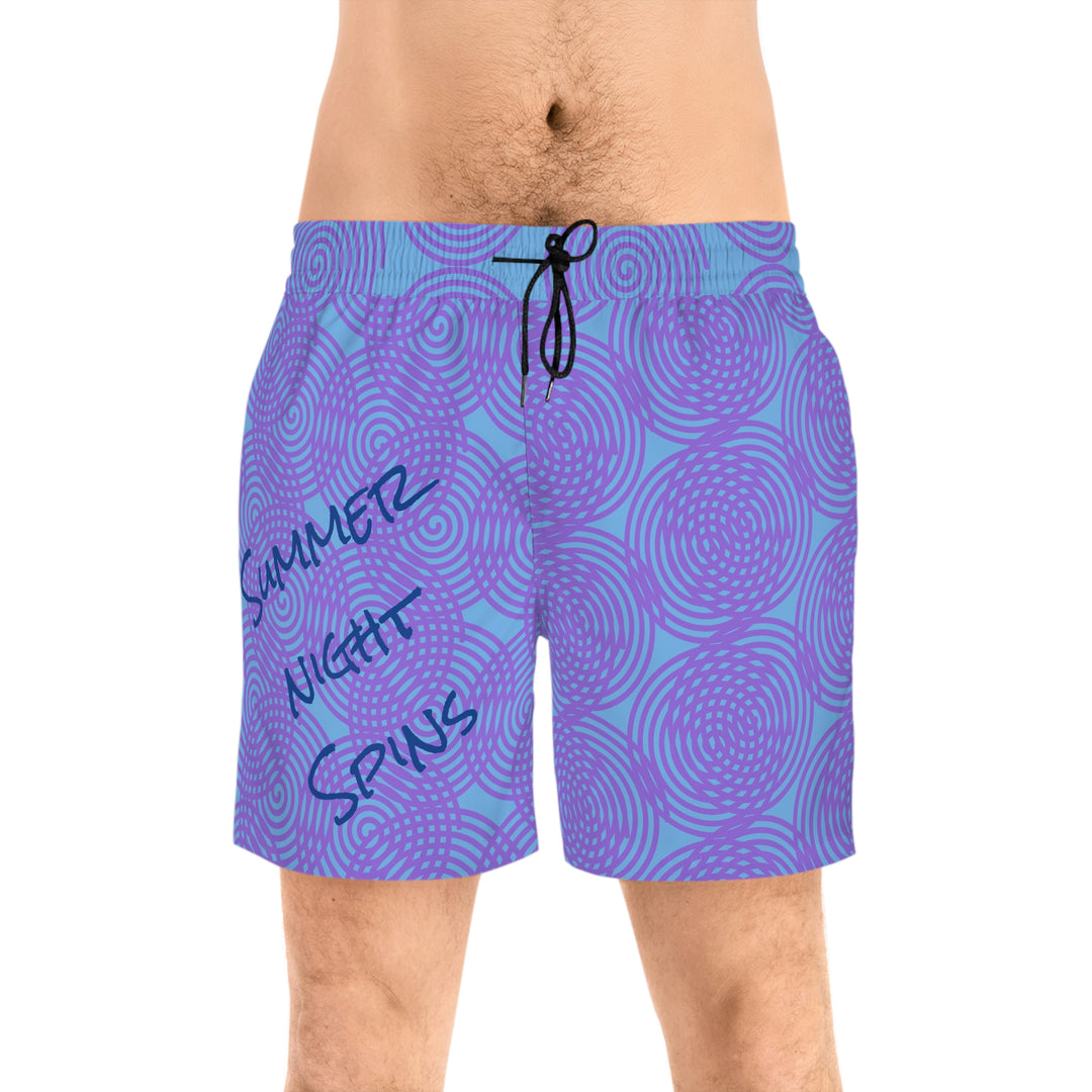 Simmer night spins Men's Mid-Length Swim Shorts (AOP)