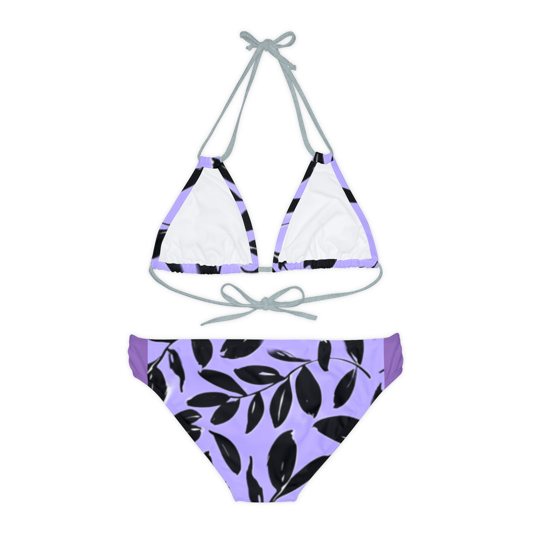 PURPLE and Black tropical Strappy Bikini Set (AOP)