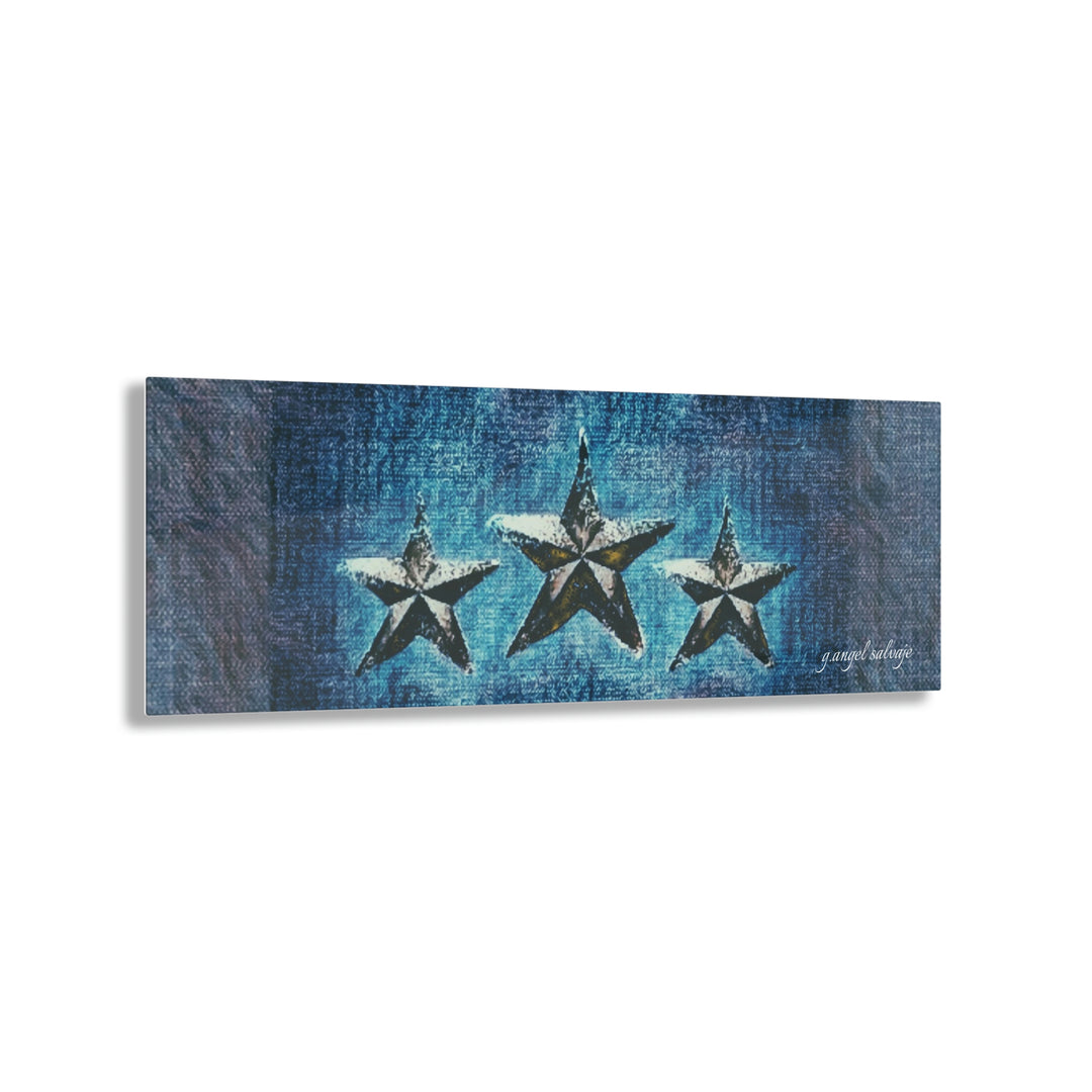 Triple Star in Textured Blues Acrylic Prints