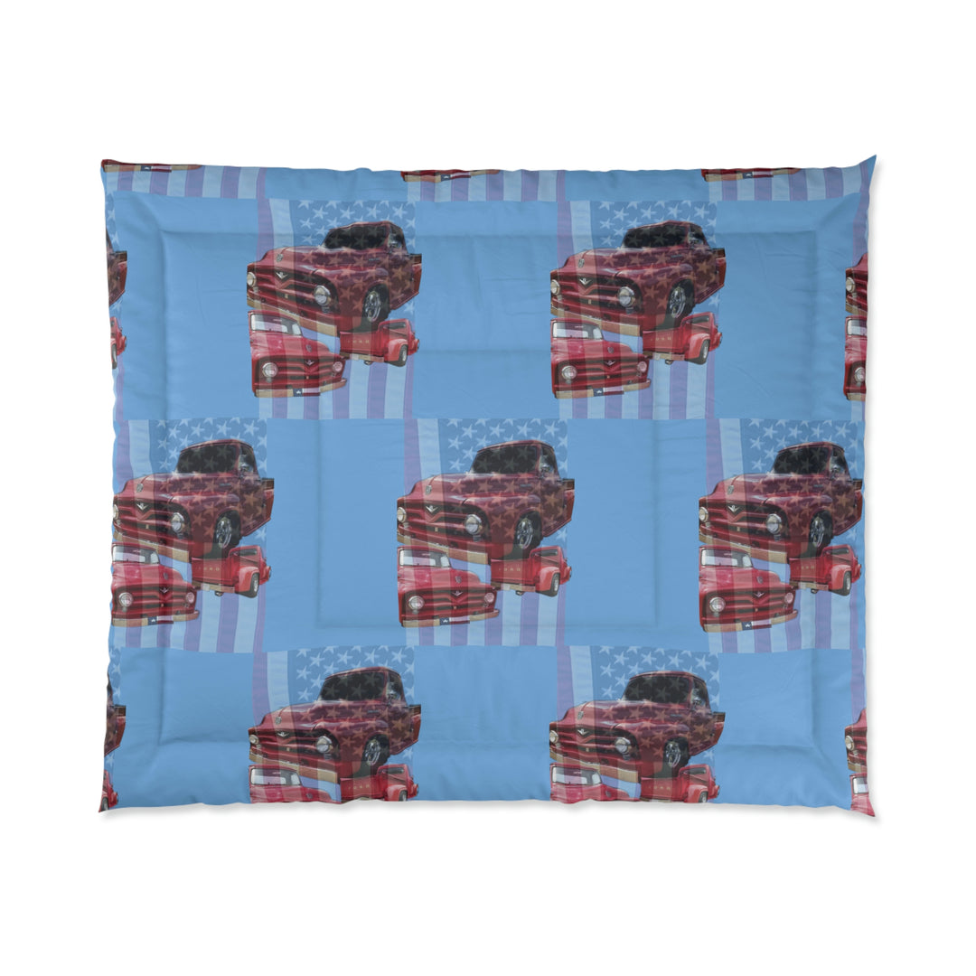 Triple 1956 Red Ford Comforter