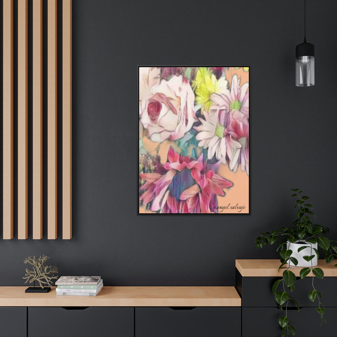 Floral/ coral background Gallery Canvas Wraps, Vertical Frame