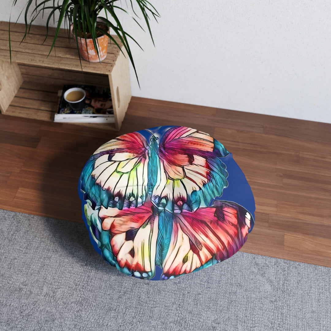 Fun Butterflies Tufted Floor Pillow, Round