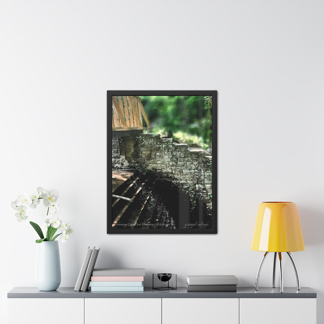 Footbridge Over Cascading Water Framed Posters