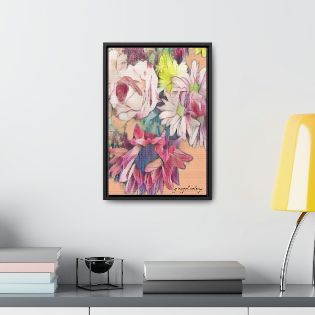 Floral/ coral background Gallery Canvas Wraps, Vertical Frame