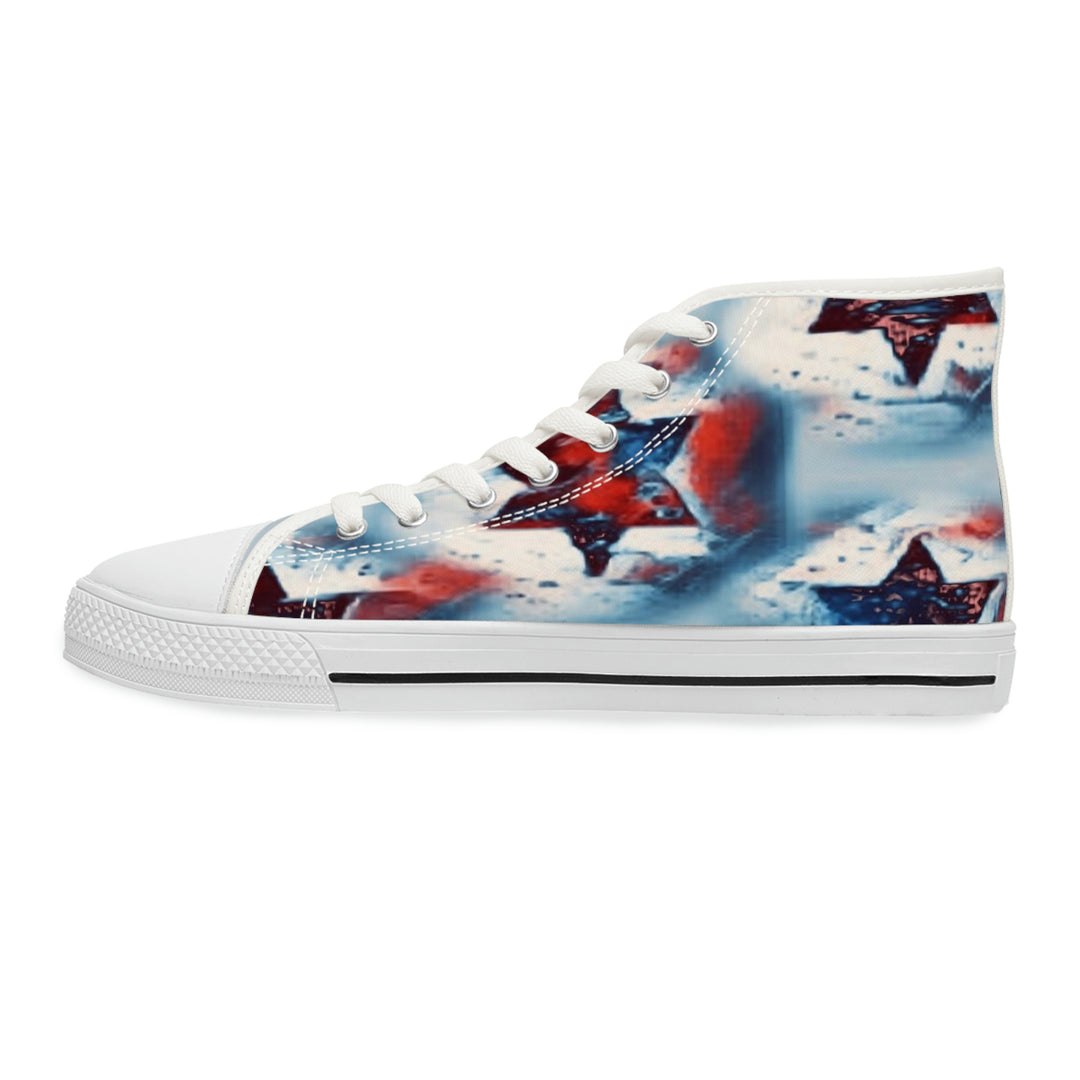 Blue with Stars Women's High Top Sneakers