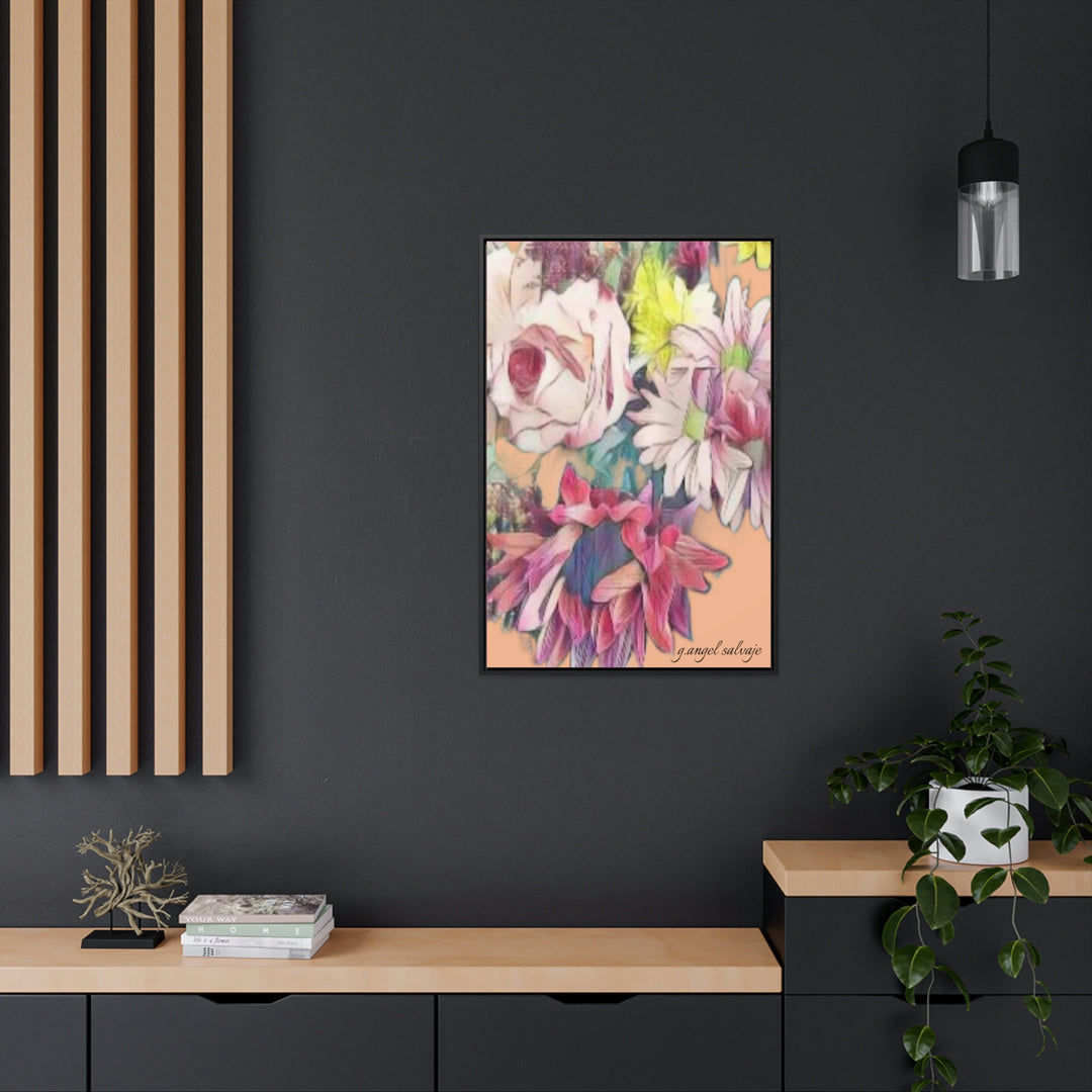 Floral/ coral background Gallery Canvas Wraps, Vertical Frame