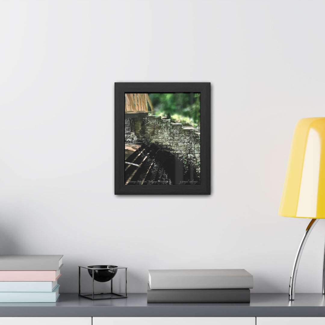 Footbridge Over Cascading Water Framed Posters