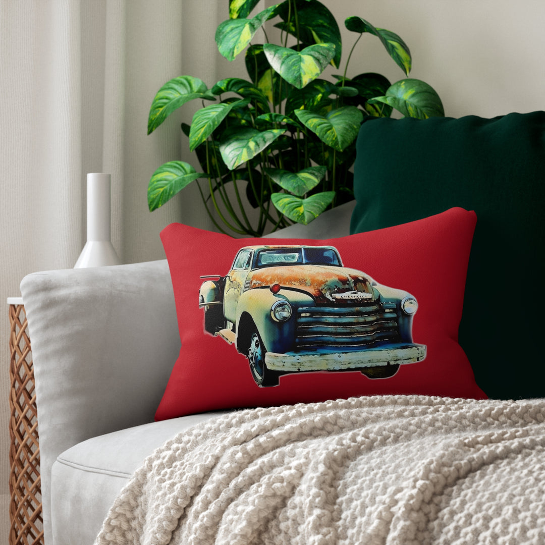 1953 Antique Truck, Red Spun Polyester Lumbar Pillow