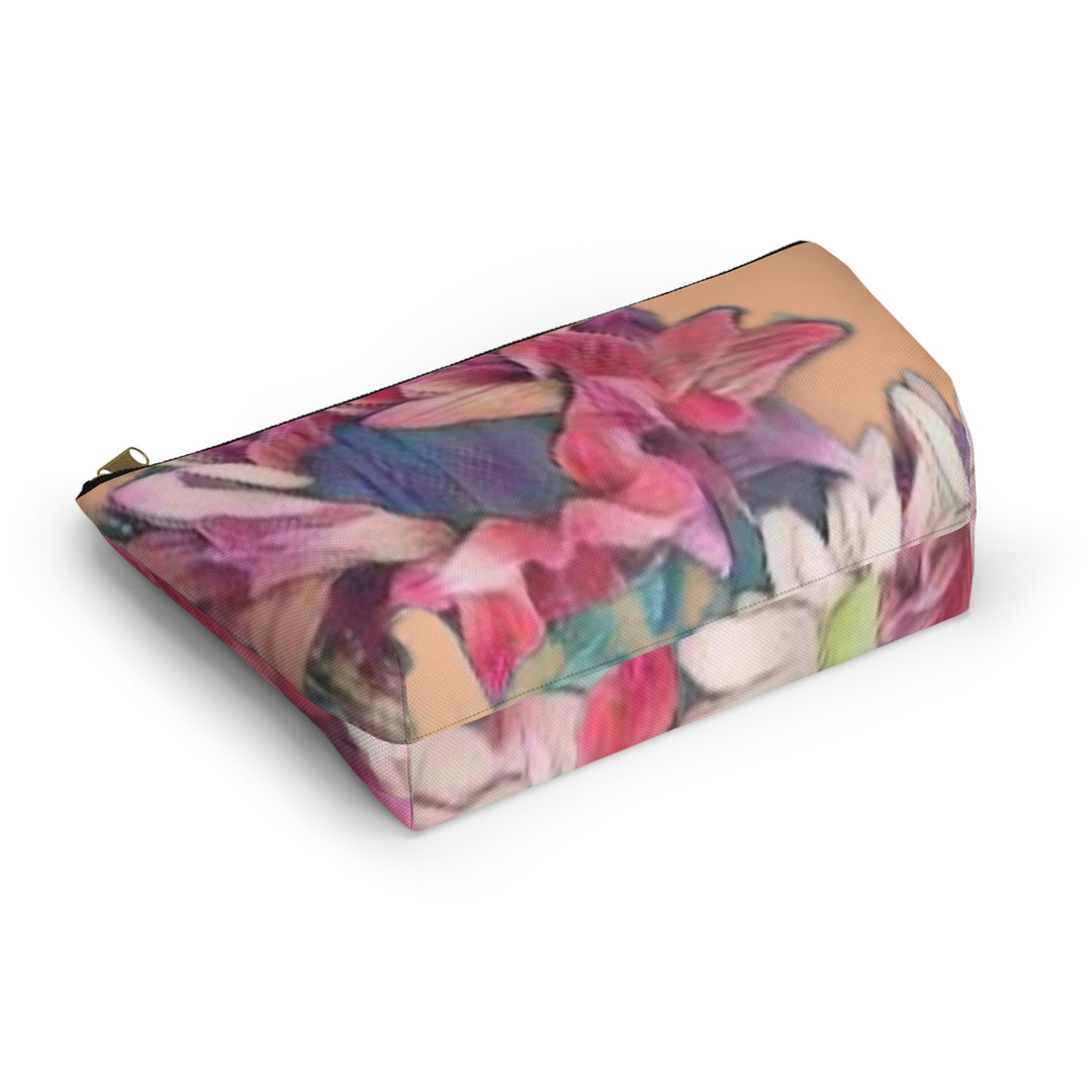 Floral/Coral Background Accessory Pouch w T-bottom