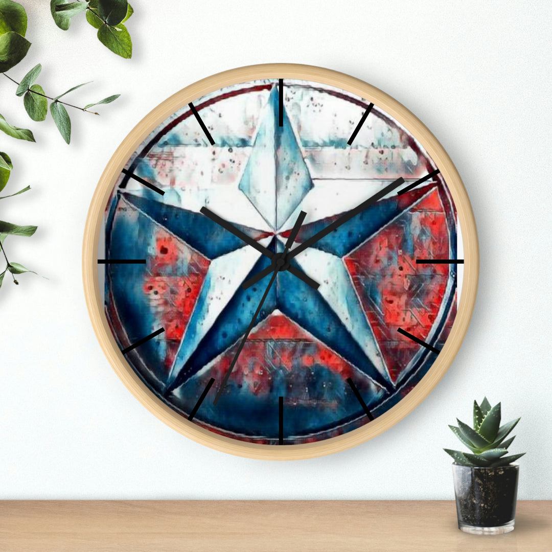 Texas star Red, White & Blue Splash Wall Clock