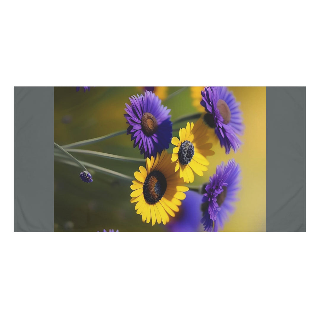 Nature's Bouquet on Dark Grey  Minky Cotton Towel