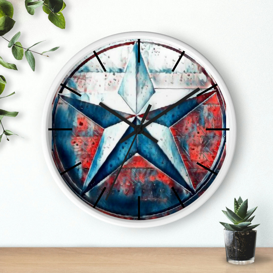Texas star Red, White & Blue Splash Wall Clock