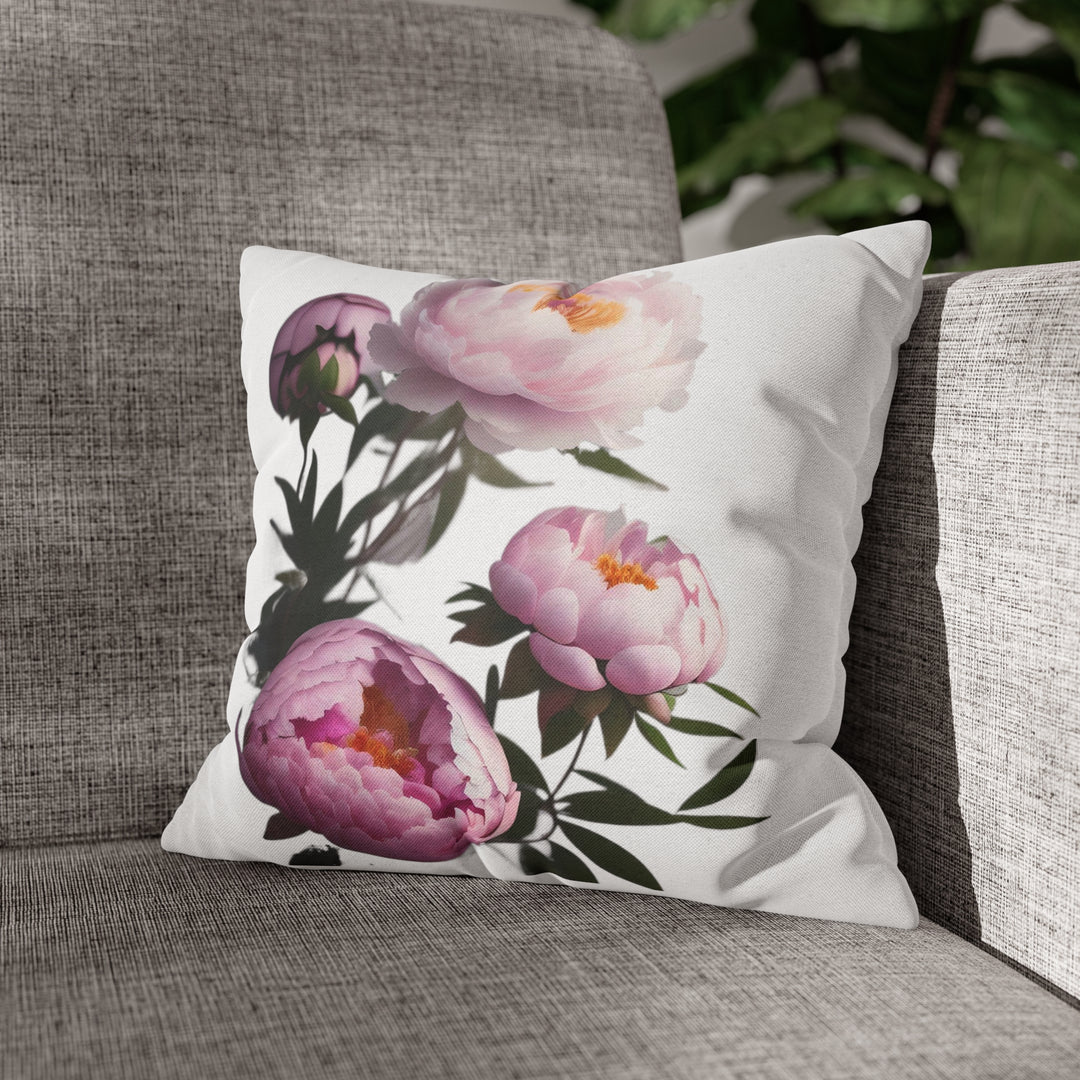 Peony Bouquet Spun Polyester Square Pillow Case