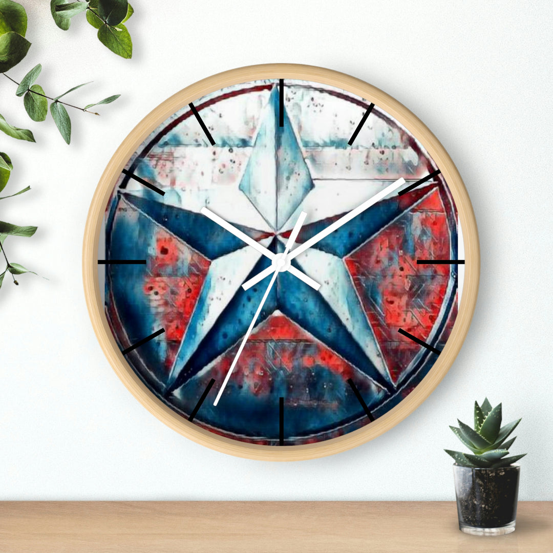 Texas star Red, White & Blue Splash Wall Clock