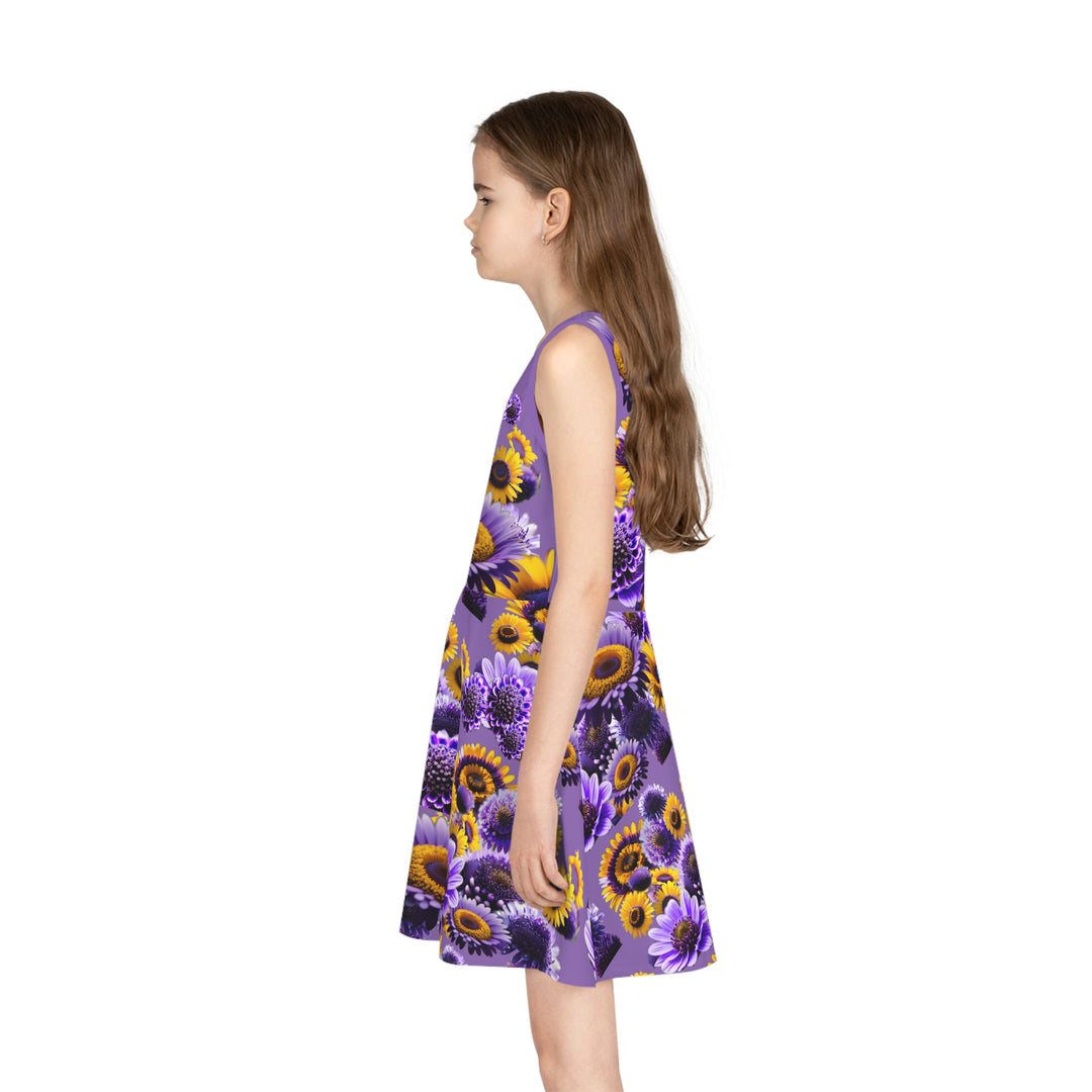 Purple floral Sleeveless Sundress (AOP)