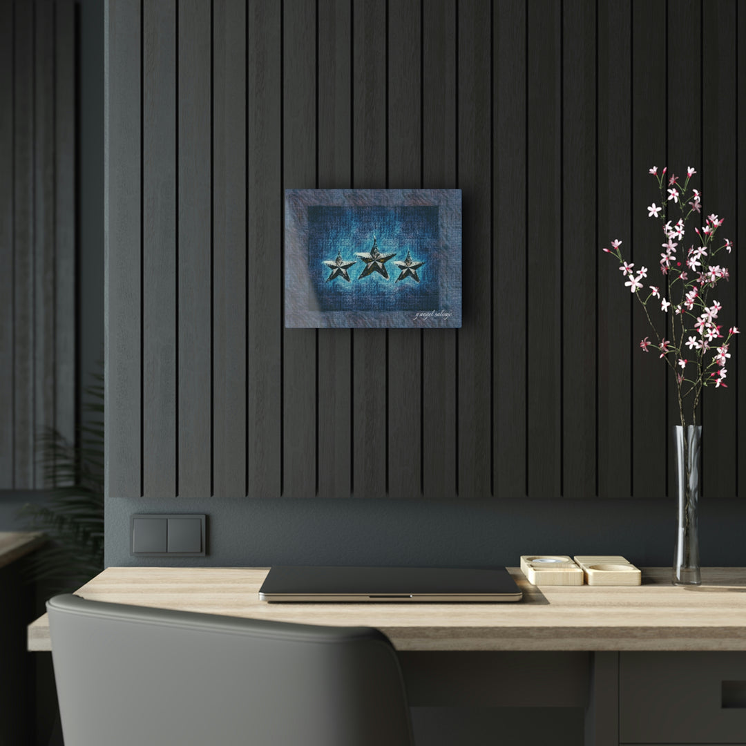 Triple Star in Textured Blues Acrylic Prints