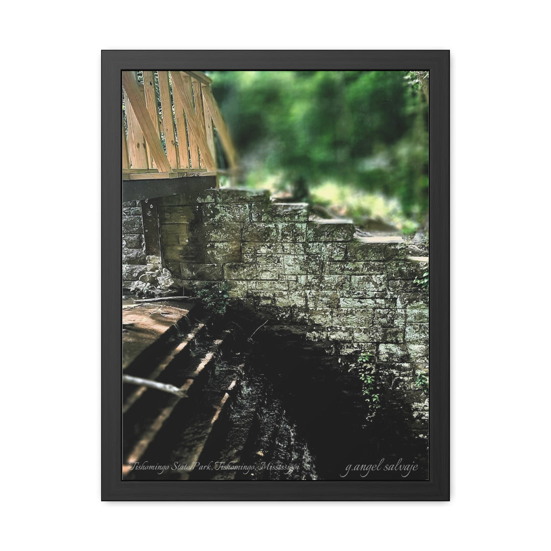 Footbridge Over Cascading Water Framed Posters