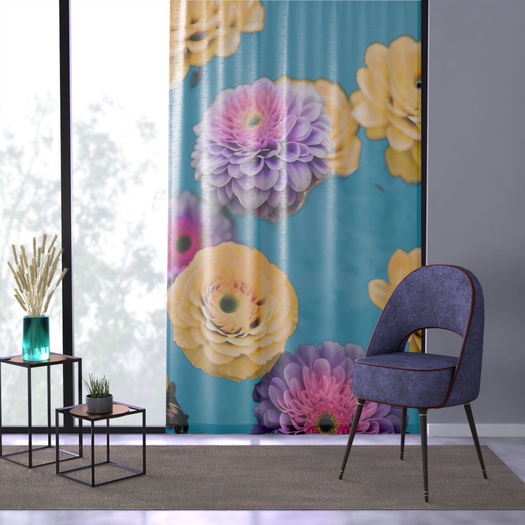 Flower Power style 3 Sheer Window Curtain