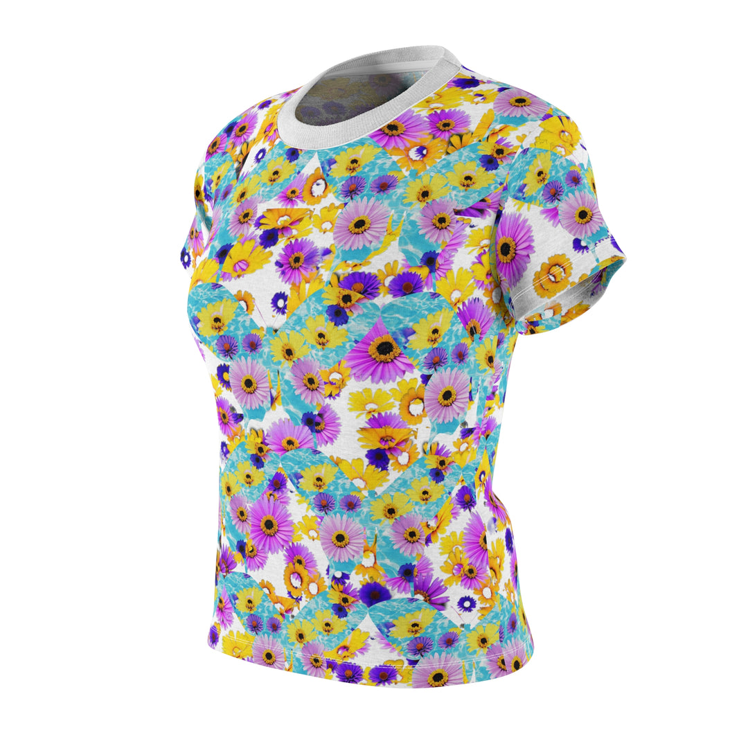 White Le Fleur & Butterfly Women's Cut & Sew Tee (AOP)