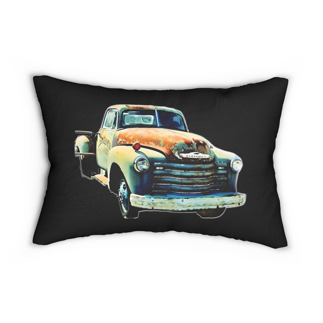 1953 Antique Truck, Black Spun Polyester Lumbar Pillow