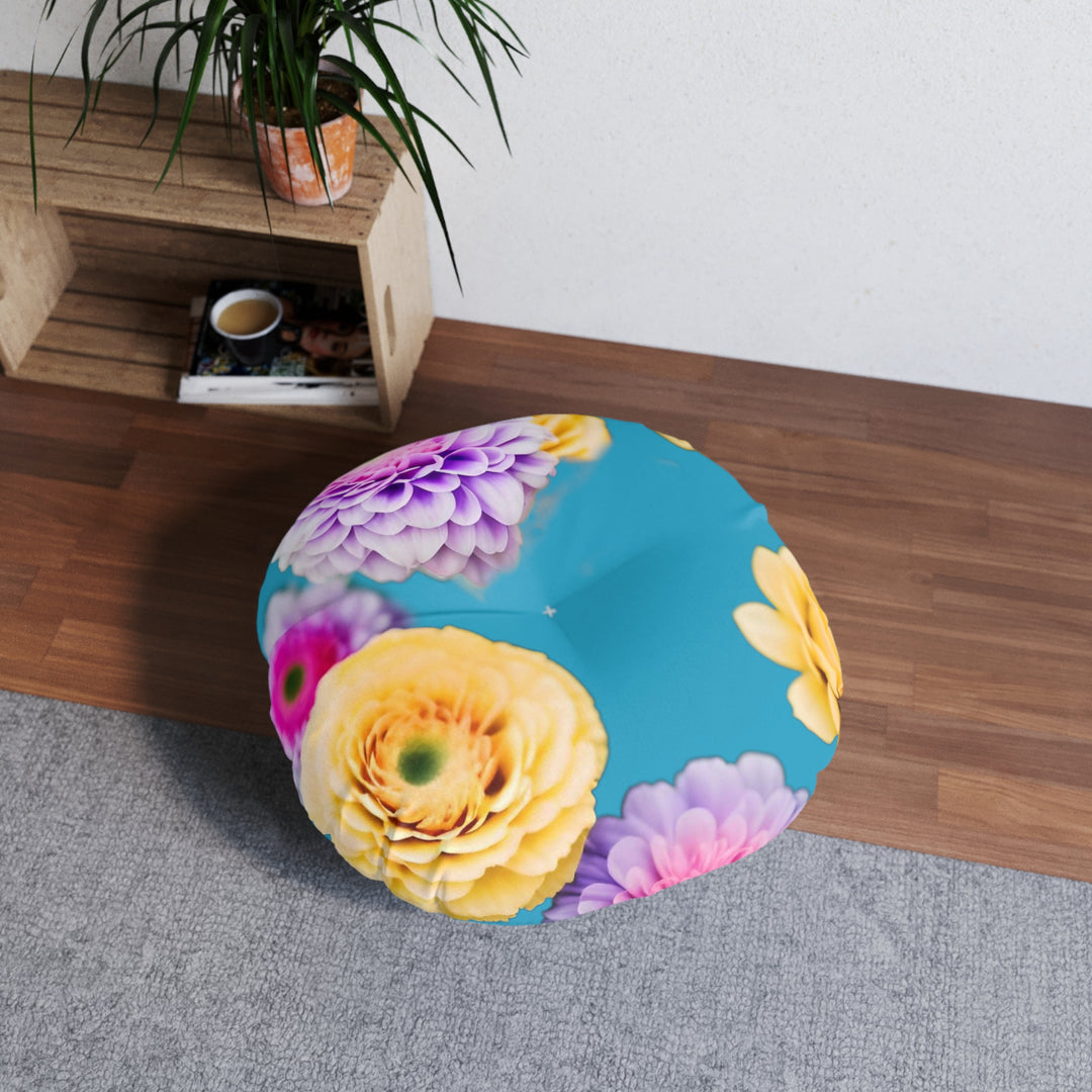 Flower Power style 3 Tufted Floor Pillow, Round