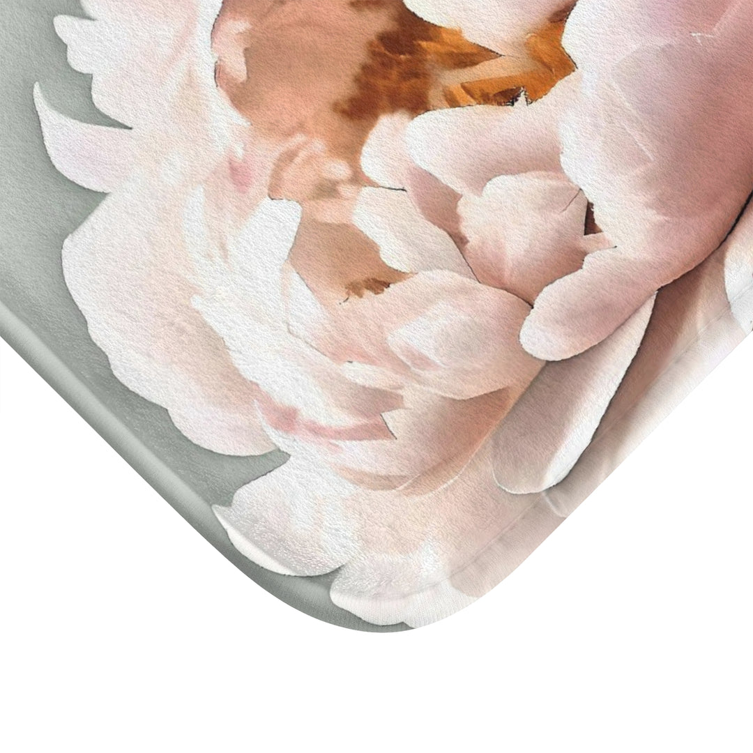 Peach Peony on Mint Bath Mat