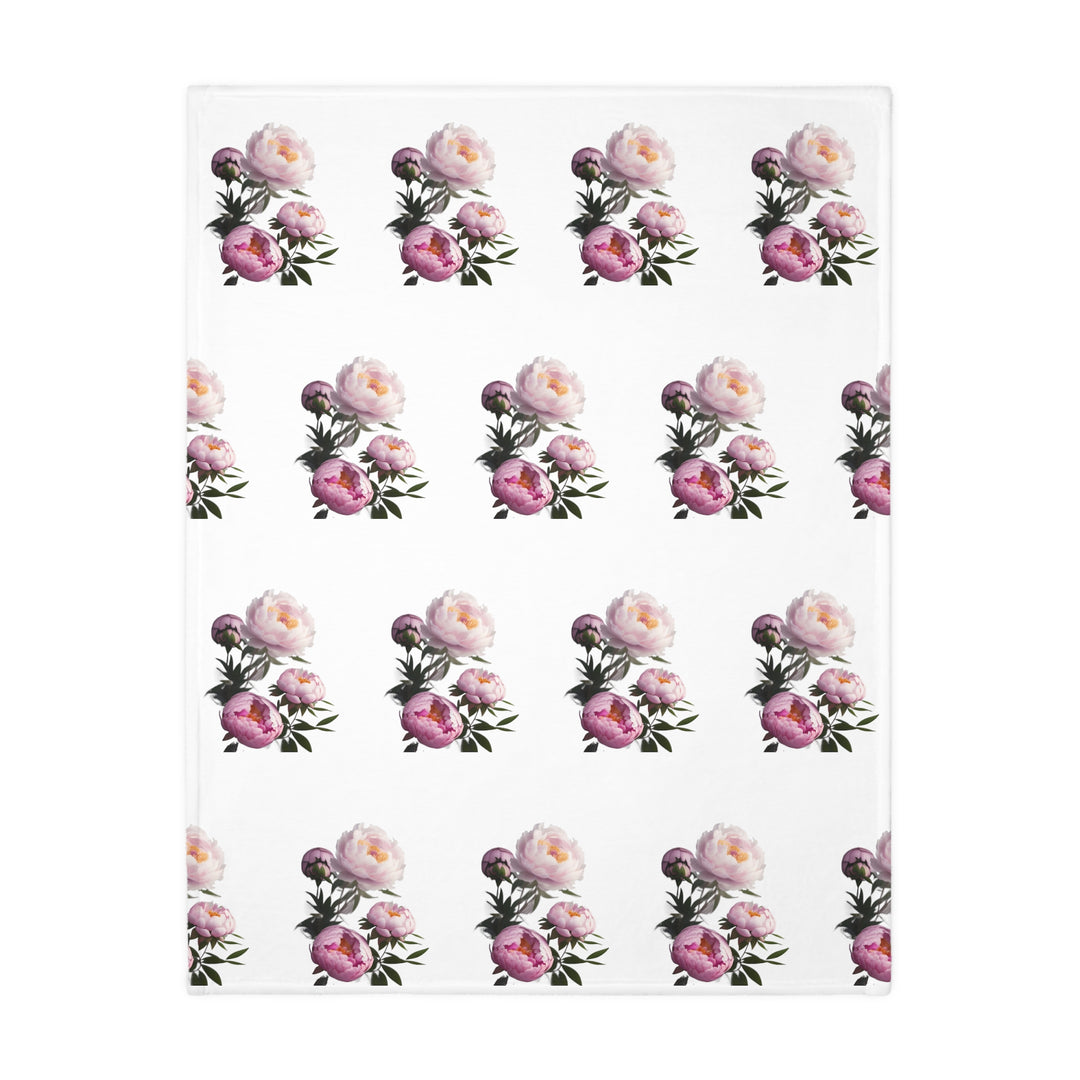 Peony Bouquet Velveteen Minky Blanket (Two-sided print)
