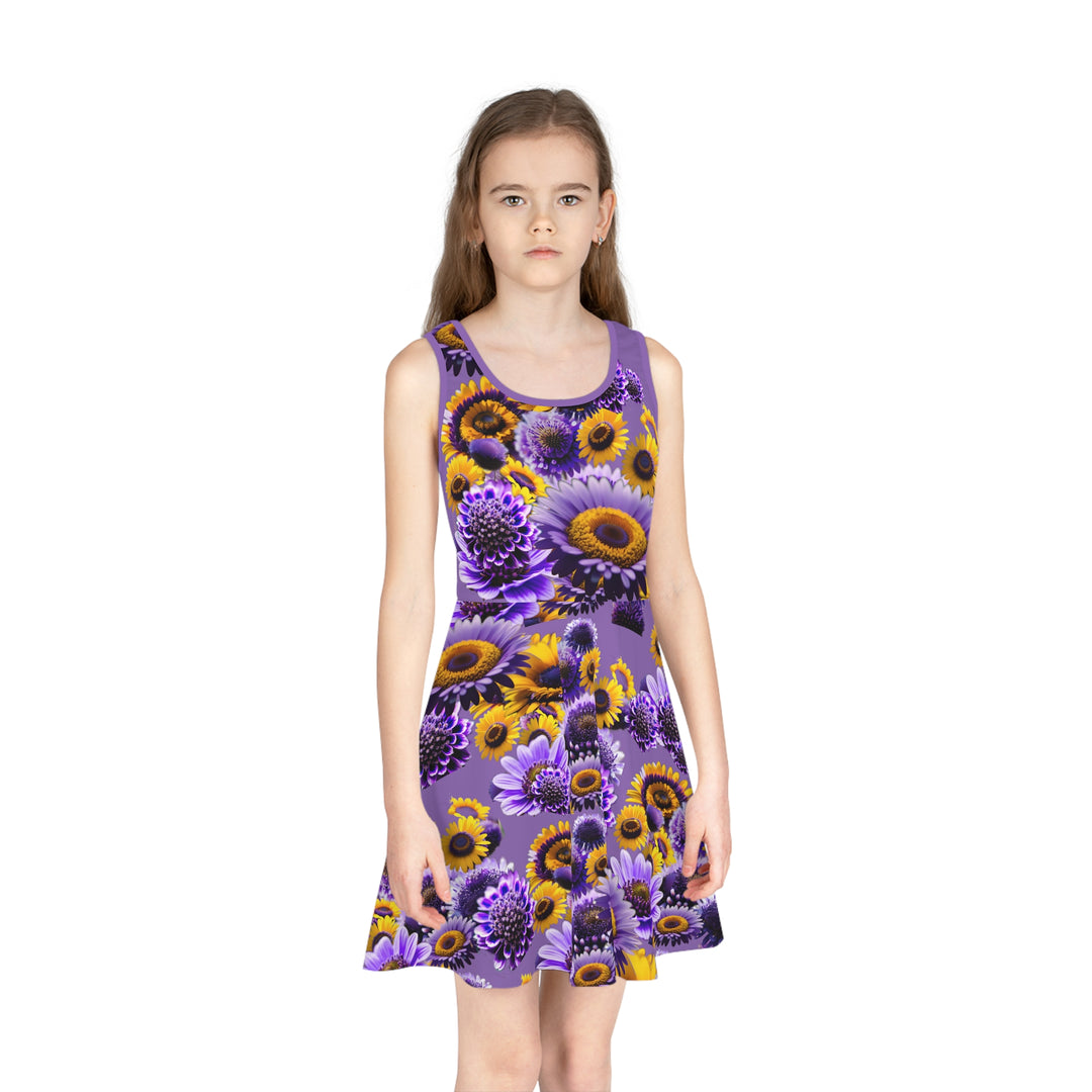 Purple floral Sleeveless Sundress (AOP)