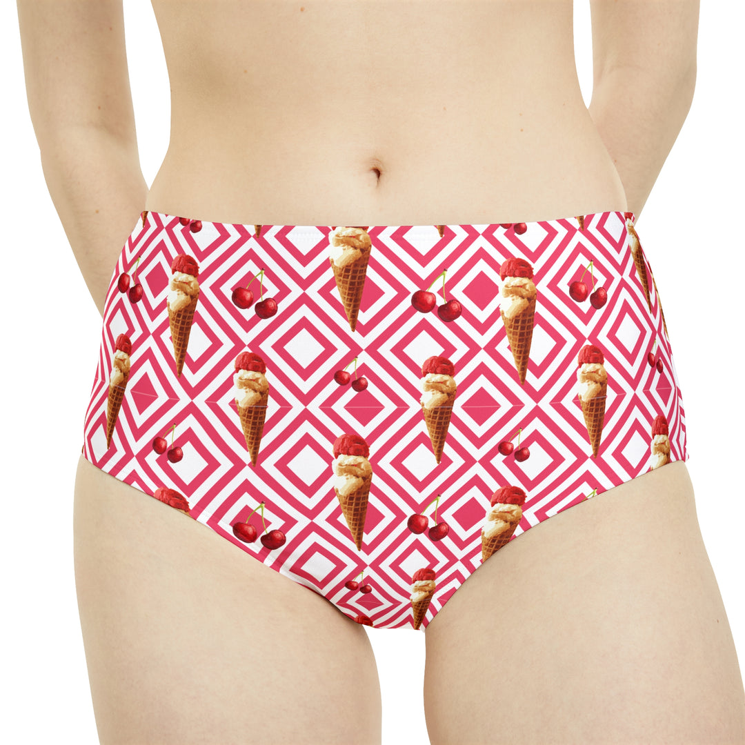 Ice cream cone High-Waist Hipster Bikini Bottom (AOP)