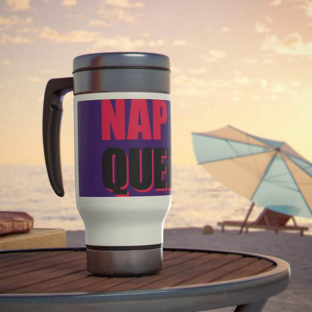 Nap Queen Stainless Steel Travel Mug with Handle, 14oz