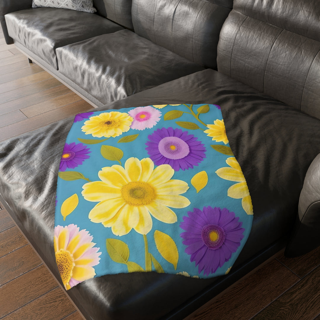Flower Power Velveteen Minky Blanket (Two-sided print)