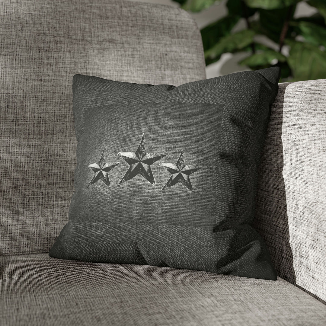 Triple Star on dark grey Faux Suede Square Pillow Case