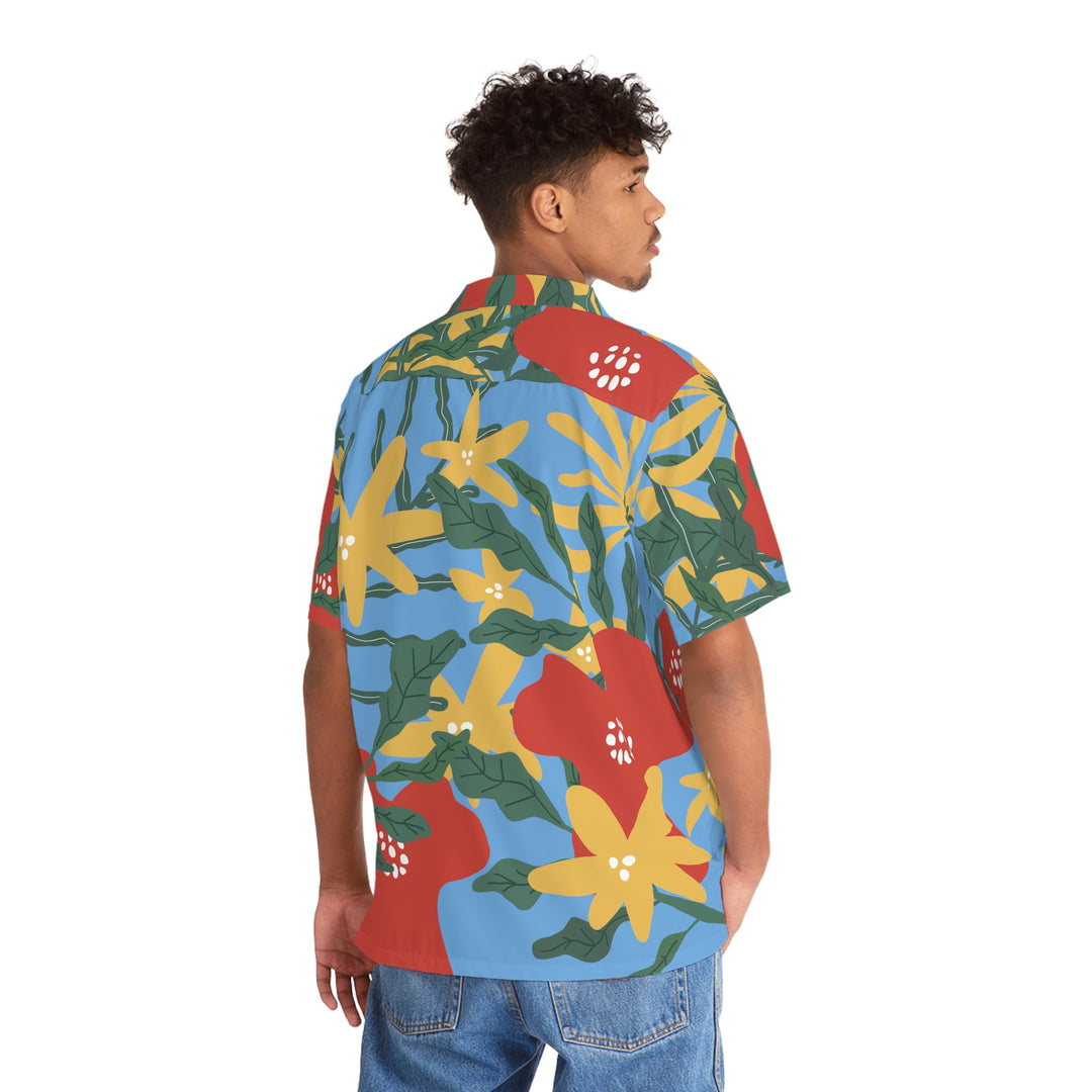 Summer Vibes Light Blue  Men's Hawaiian Shirt (AOP)