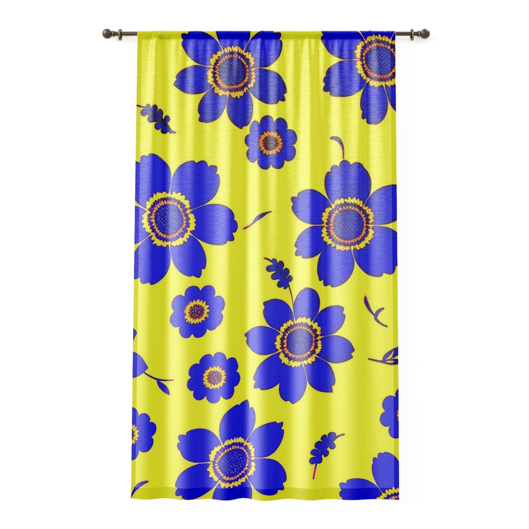 Roya Blue on Bright YellowFlowers on Yellow Window Curtain