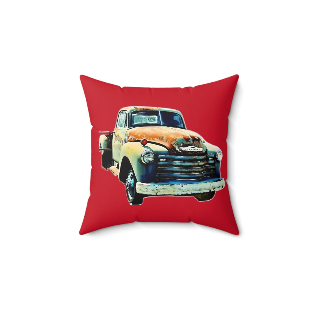 1953 Antique Truck Red Faux Suede Square Pillow