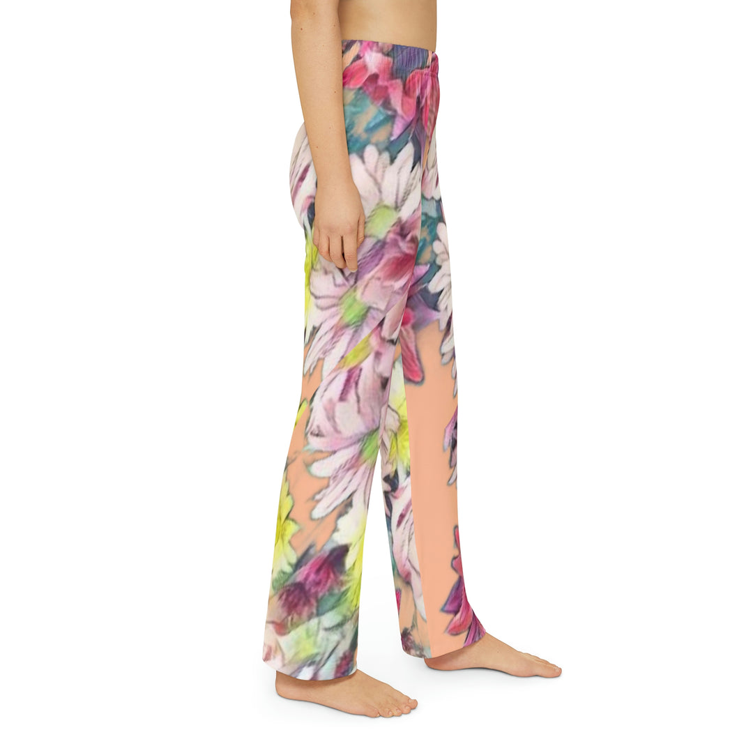 Floral /Coral background Kids Pajama Pants (AOP)
