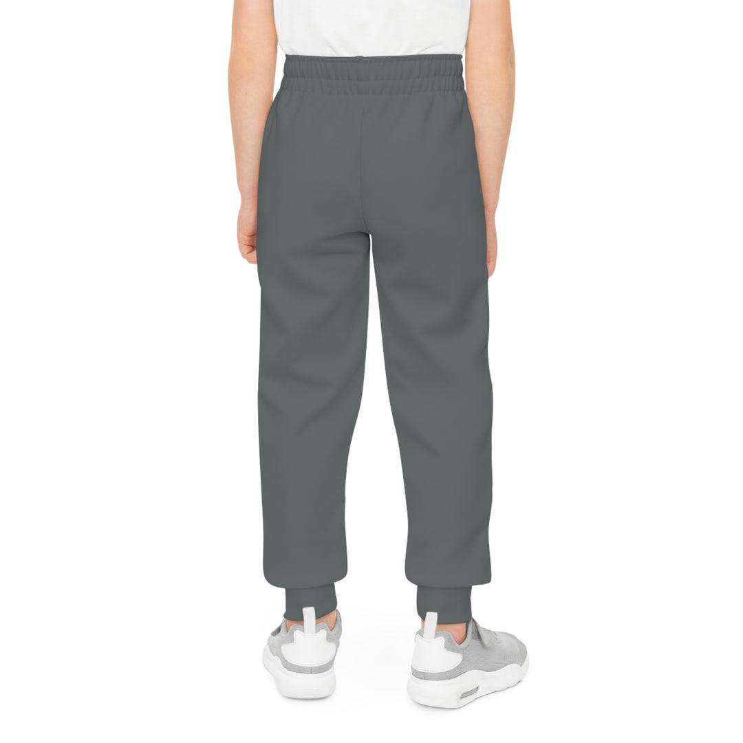 Dark Grey, White Letters Sassy Pants Youth Joggers (AOP)